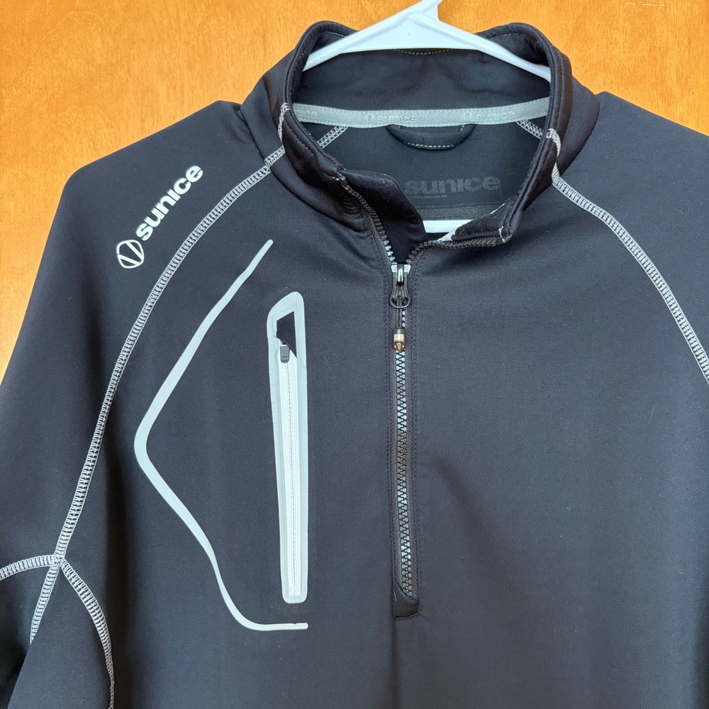 Sunice‎ Mens XL Black 1/4 Zip Pullover Bearpath Golf Performance Shirt Jacket
